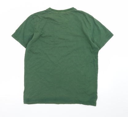 Fred Perry Men's Green Cotton Crew Neck Short Sleeve T-Shirt L
