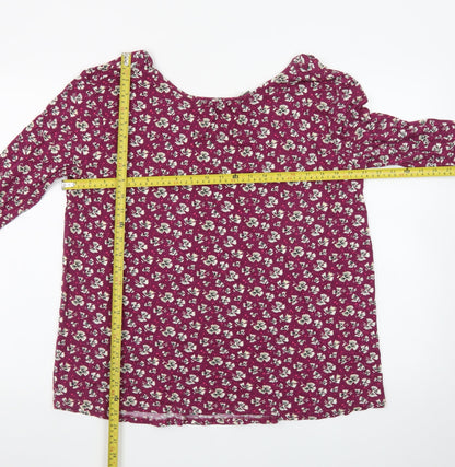 Next Women’s Purple Floral V-Neck Long Sleeve Tunic Blouse Size 14