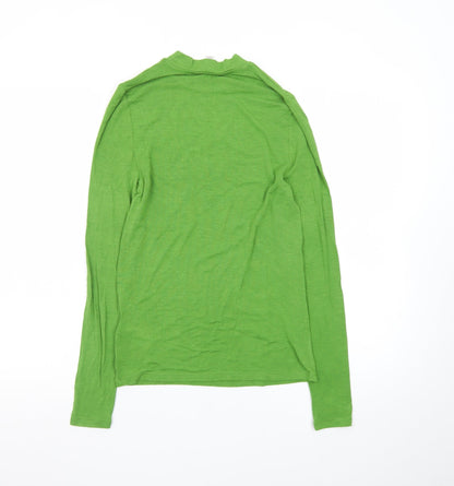 Marks and Spencer Womens Green Long Sleeve Cotton Mock Neck Top Size 10