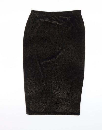 Boohoo Womens Black Size 10 Velvet Midi Pencil Skirt