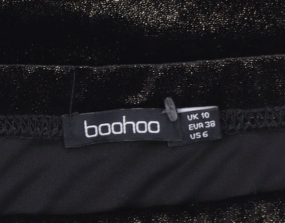 Boohoo Womens Black Size 10 Velvet Midi Pencil Skirt