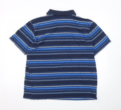 Nike Men's Blue Striped Collared Polo Shirt XL Regular Fit