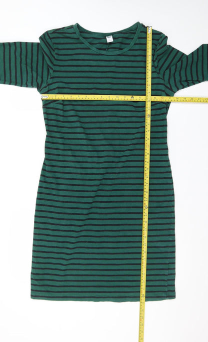 Old Navy Women's Green Striped T-Shirt Dress Size L