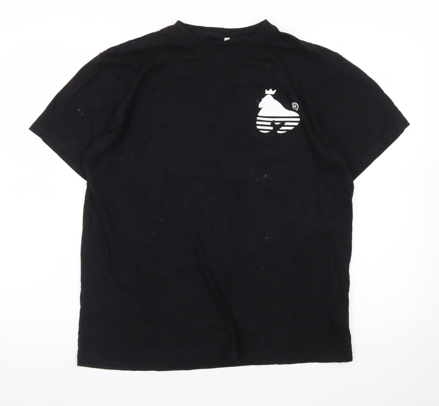 Money Men's Black Cotton Large T-Shirt with Crown Logo Print