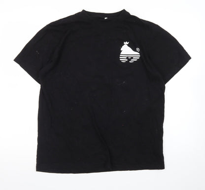 Money Men's Black Cotton Large T-Shirt with Crown Logo Print
