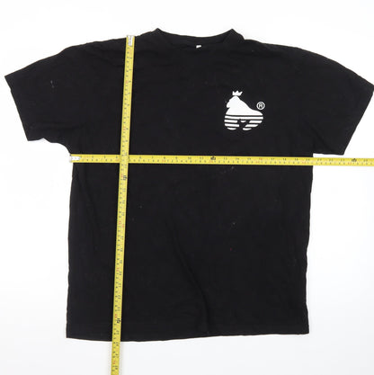 Money Men's Black Cotton Large T-Shirt with Crown Logo Print