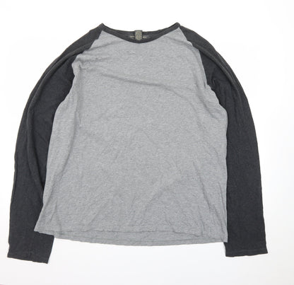 Banana Republic Men's Grey Long Sleeve Raglan Cotton T-Shirt XXL