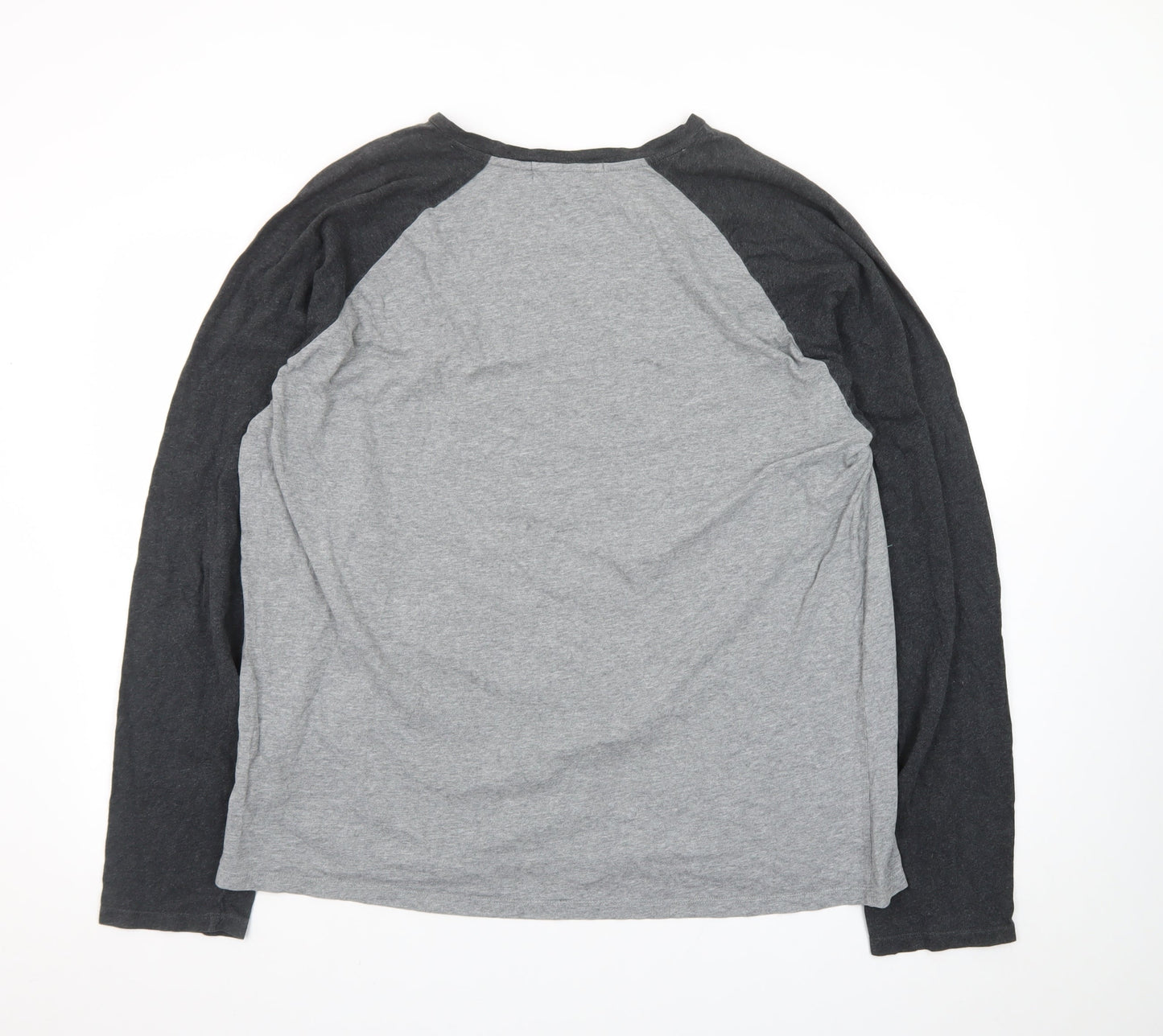 Banana Republic Men's Grey Long Sleeve Raglan Cotton T-Shirt XXL