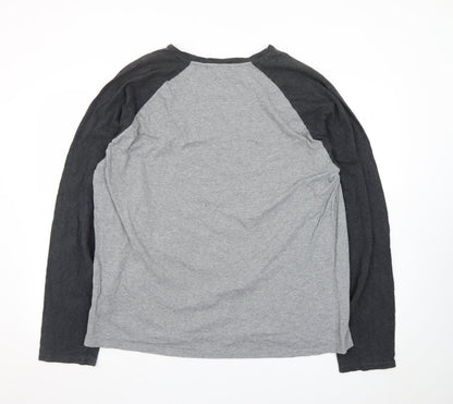 Banana Republic Men's Grey Long Sleeve Raglan Cotton T-Shirt XXL