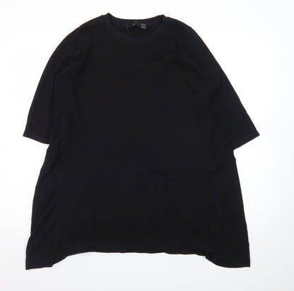 Zara Women’s Black Relaxed 3/4 Sleeve Cotton T-Shirt L