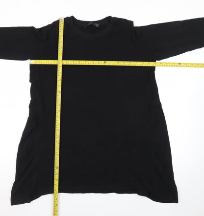 Zara Women’s Black Relaxed 3/4 Sleeve Cotton T-Shirt L