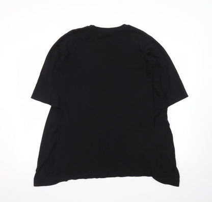 Zara Women’s Black Relaxed 3/4 Sleeve Cotton T-Shirt L