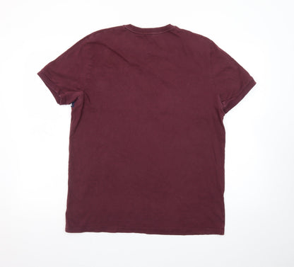 Fred Perry Men's Red Colourblock Logo T-Shirt Size L