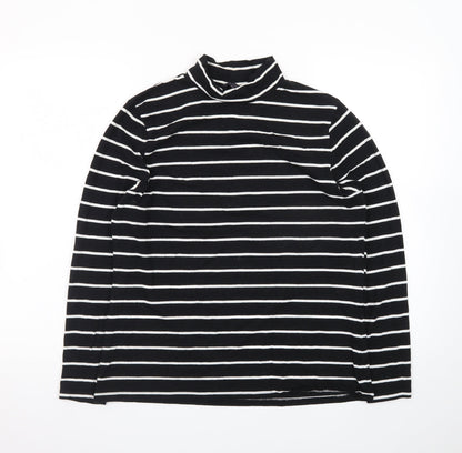 Marks and Spencer Women’s Black Striped Roll Neck Long Sleeve Top Size 16