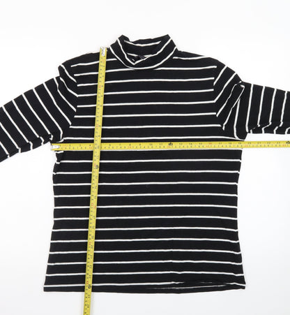 Marks and Spencer Women’s Black Striped Roll Neck Long Sleeve Top Size 16