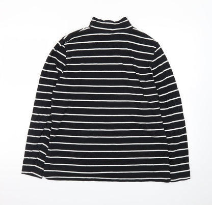 Marks and Spencer Women’s Black Striped Roll Neck Long Sleeve Top Size 16