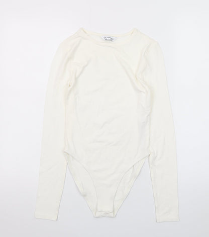 Miss Selfridge Women’s Ivory Long Sleeve Slim Fit Bodysuit UK 8