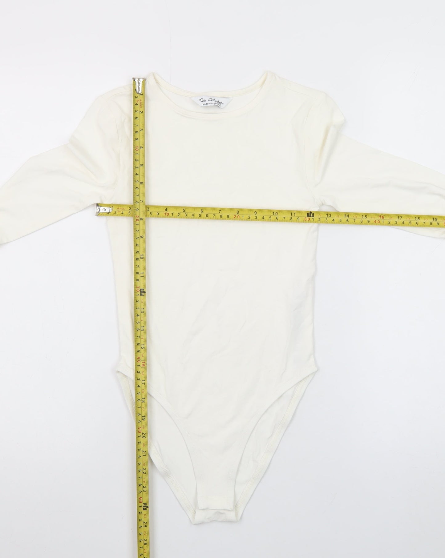 Miss Selfridge Women’s Ivory Long Sleeve Slim Fit Bodysuit UK 8