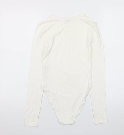 Miss Selfridge Women’s Ivory Long Sleeve Slim Fit Bodysuit UK 8