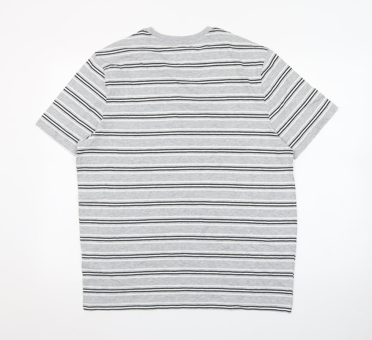 Marks and Spencer Mens Grey Striped Short Sleeve Crew Neck T-Shirt M