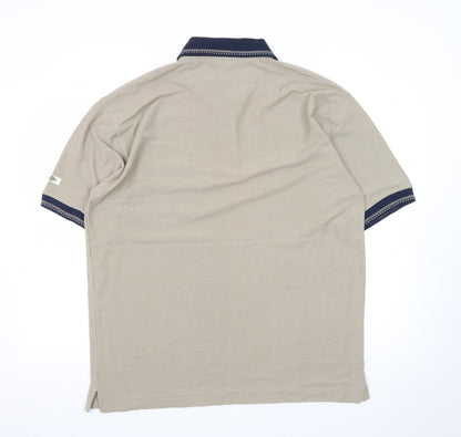 Target Men's Beige Cotton Polo Shirt L Regular Fit Short Sleeve