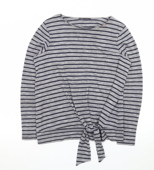 Marks and Spencer Women’s Grey Striped Tie Front Jumper Size 14