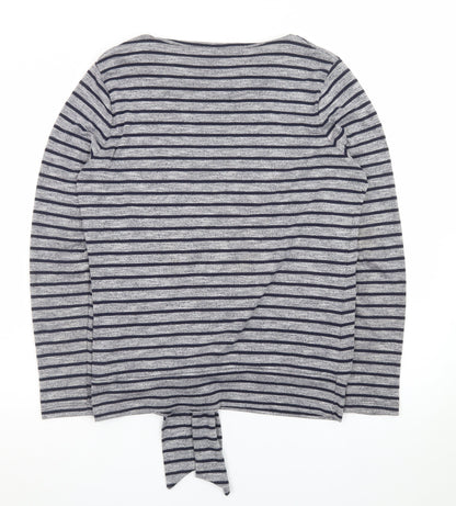 Marks and Spencer Women’s Grey Striped Tie Front Jumper Size 14