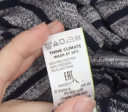 Marks and Spencer Women’s Grey Striped Tie Front Jumper Size 14