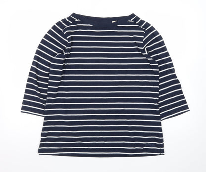 Regatta Women Blue Striped 3/4 Sleeve Boat Neck Cotton T-Shirt Size 16
