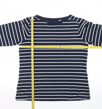Regatta Women Blue Striped 3/4 Sleeve Boat Neck Cotton T-Shirt Size 16