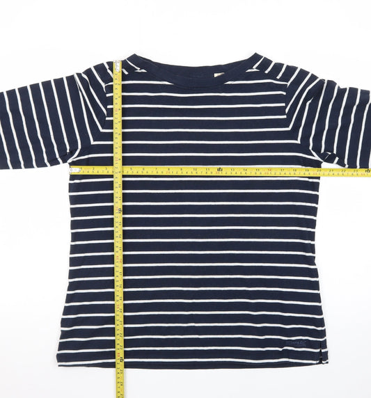 Regatta Women Blue Striped 3/4 Sleeve Boat Neck Cotton T-Shirt Size 16