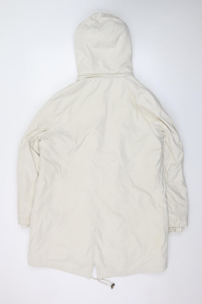 Marks and Spencer Women Ivory Hooded Parka Coat L Shower Resistant