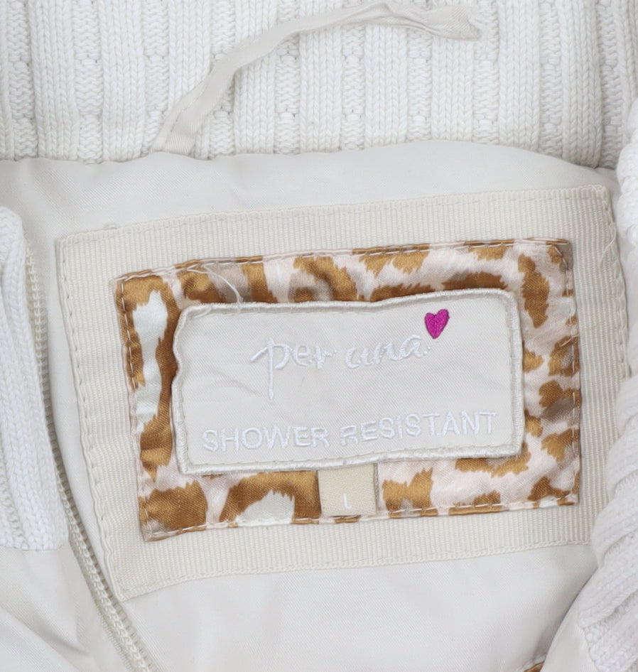 Marks and Spencer Women Ivory Hooded Parka Coat L Shower Resistant