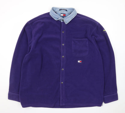 Tommy Jeans Men's Purple Fleece Shirt Jacket XL Classic Denim Collar