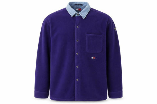 Tommy Jeans Men's Purple Fleece Shirt Jacket XL Classic Denim Collar
