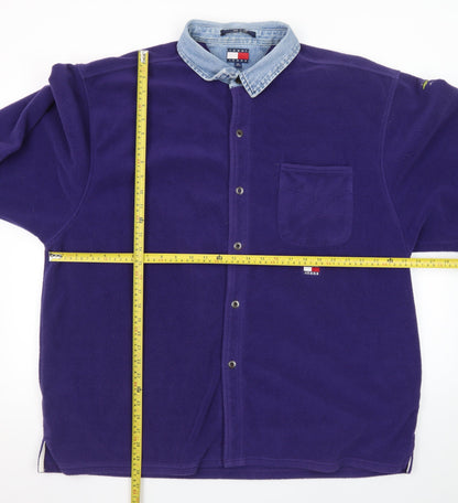 Tommy Jeans Men's Purple Fleece Shirt Jacket XL Classic Denim Collar