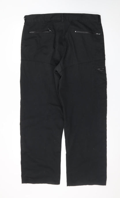 Dickies Men Black Cargo Workwear Trousers 36W Regular Fit Polyester Cotton