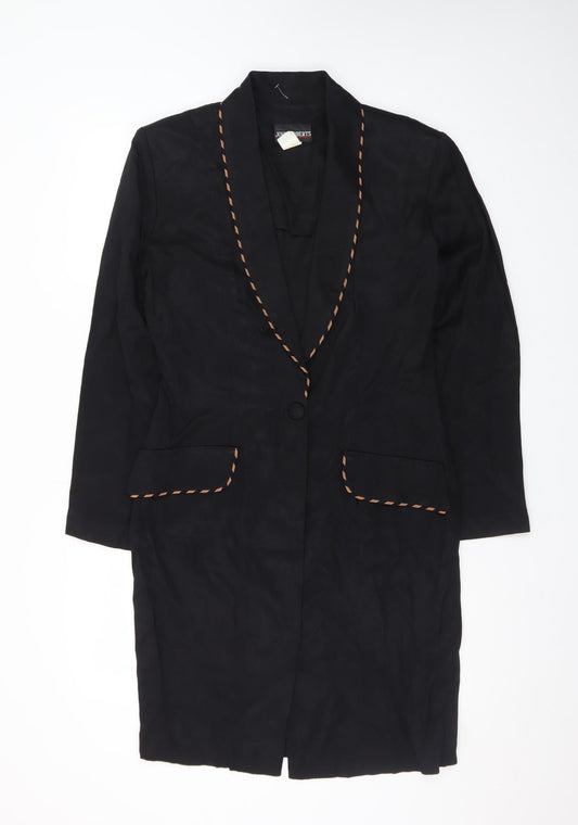 John Roberts Womens Black Long Blazer Coat Size 10 Classic