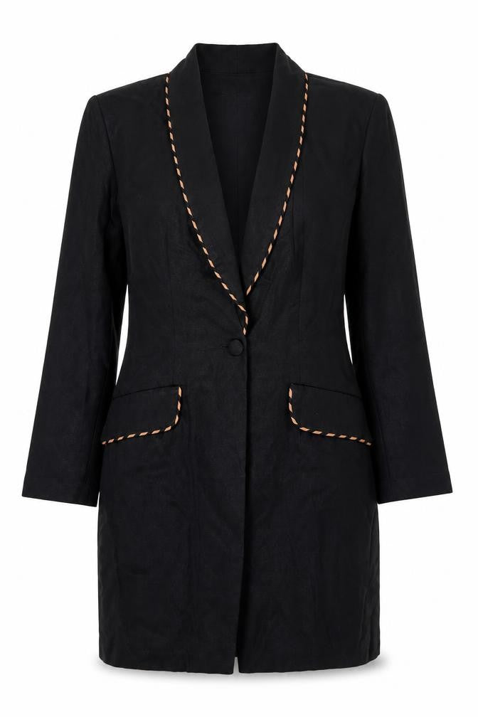 John Roberts Womens Black Long Blazer Coat Size 10 Classic
