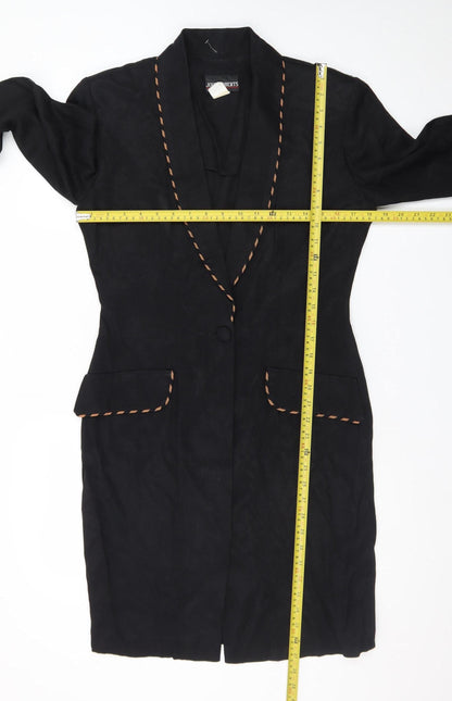 John Roberts Womens Black Long Blazer Coat Size 10 Classic