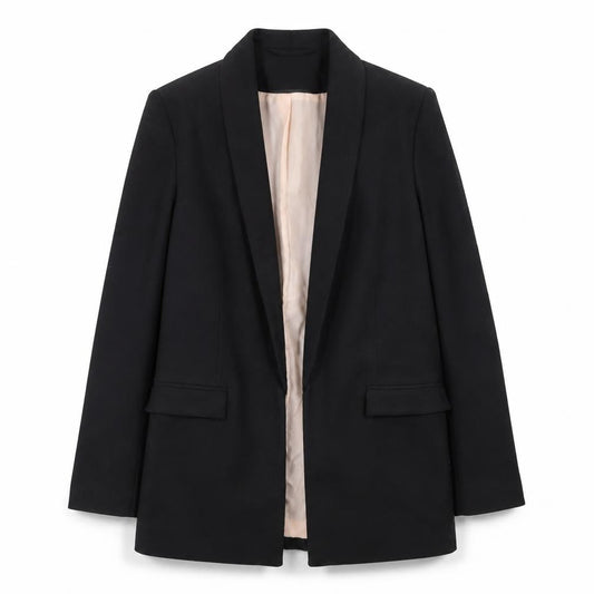 Oasis Women's Black Shawl Collar Long Blazer Size 8