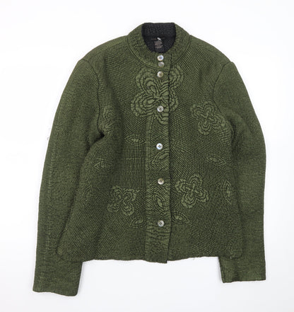 Anne Carson Women Green Textured Floral Suit Jacket Size M