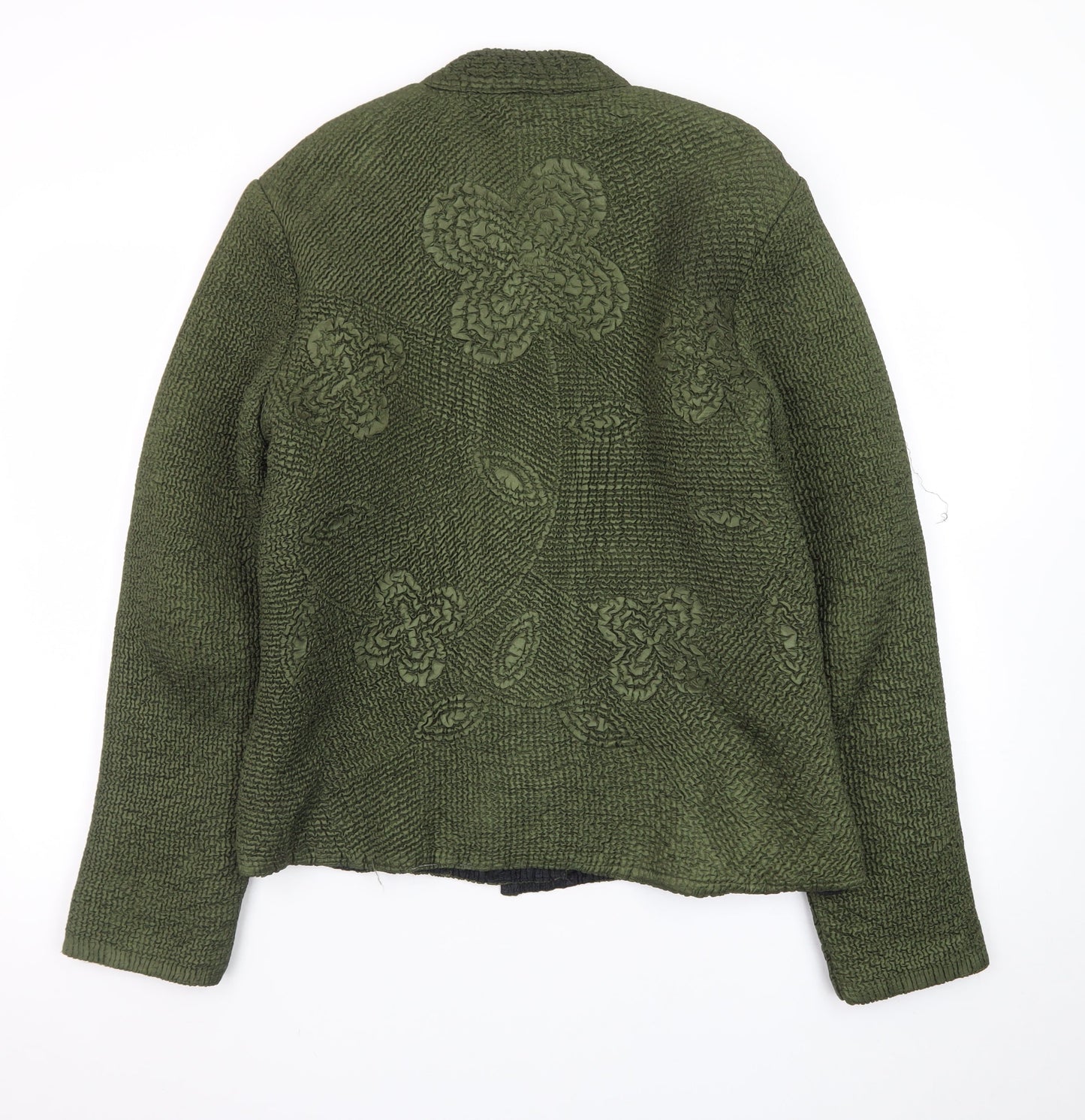 Anne Carson Women Green Textured Floral Suit Jacket Size M