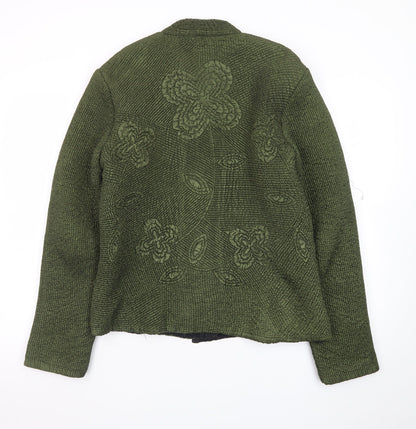 Anne Carson Women Green Textured Floral Suit Jacket Size M