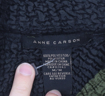 Anne Carson Women Green Textured Floral Suit Jacket Size M