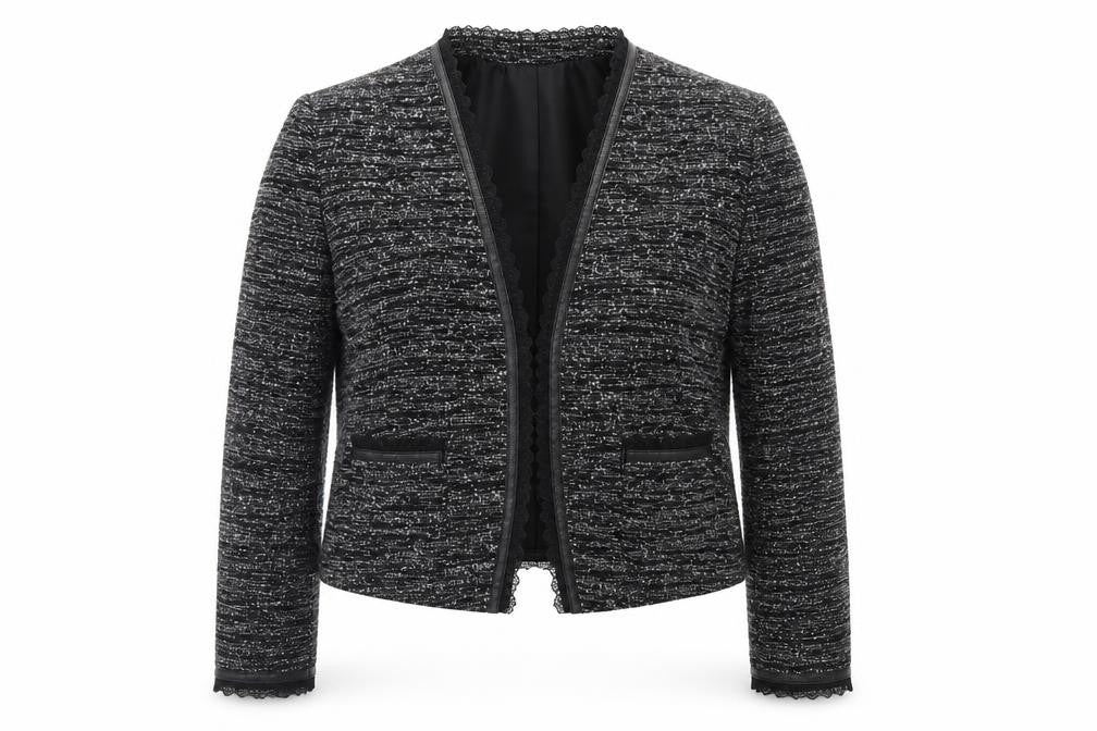 Aria Women's Black Bouclé Tailored Blazer Jacket Size 14