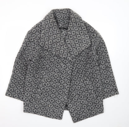 Bonmarché Women’s Grey Geometric Mid-Length Coatigan Size 14