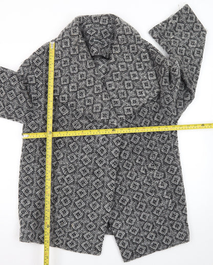 Bonmarché Women’s Grey Geometric Mid-Length Coatigan Size 14