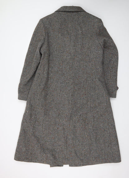 Monéque Women’s Grey Wool Tweed Long Overcoat Size 16
