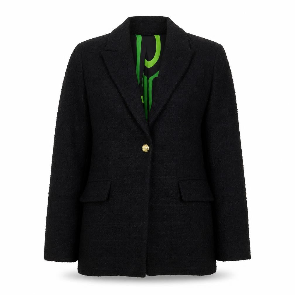 Zara Women's Black Wool Blend Tweed Blazer Jacket Size S
